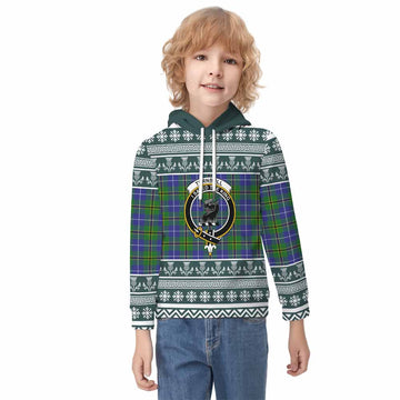 Turnbull Clan Tartan Christmas Kid Hoodie with Family Crest