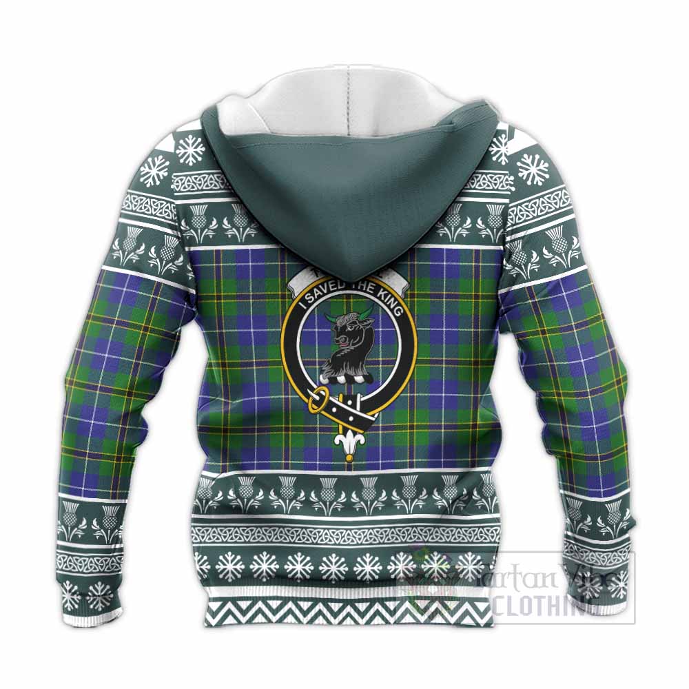 Turnbull Clan Tartan Christmas Knitted Hoodie with Family Crest - Tartan Vibes Clothing