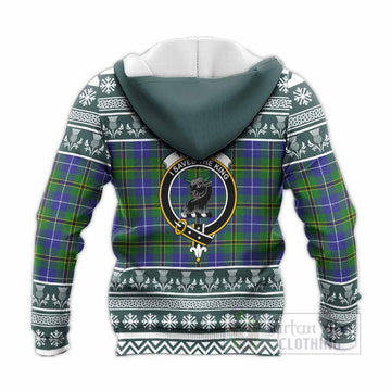 Turnbull Clan Tartan Christmas Knitted Hoodie with Family Crest