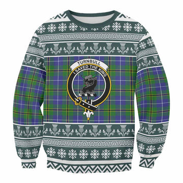 Turnbull Clan Tartan Christmas Sweatshirt with Family Crest
