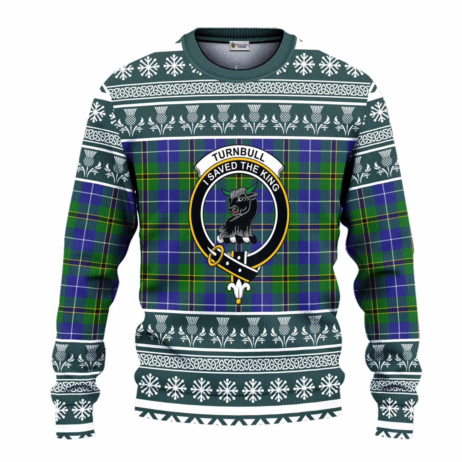 Turnbull Clan Tartan Christmas Ugly Sweater with Family Crest - Tartan Vibes Clothing