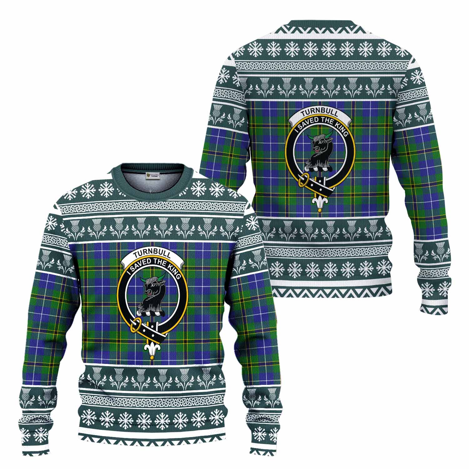 Turnbull Clan Tartan Christmas Ugly Sweater with Family Crest - Tartan Vibes Clothing