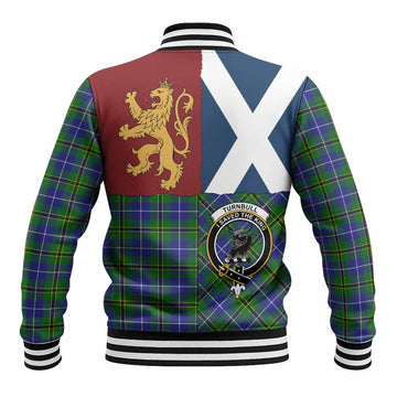 Turnbull Crest Tartan Baseball Jacket with Lion Rampant Saltire Style