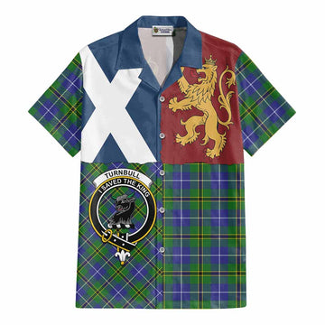 Turnbull Crest Tartan Cotton Hawaiian Shirt with Lion Rampant Saltire Style