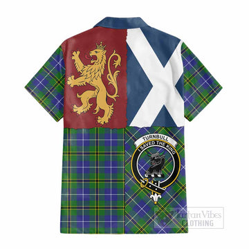 Turnbull Crest Tartan Cotton Hawaiian Shirt with Lion Rampant Saltire Style