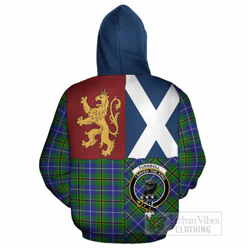 Turnbull Crest Tartan Cotton Hoodie with Lion Rampant Saltire Style