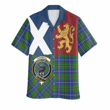 Turnbull Crest Tartan Hawaiian Shirt with Lion Rampant Saltire Style