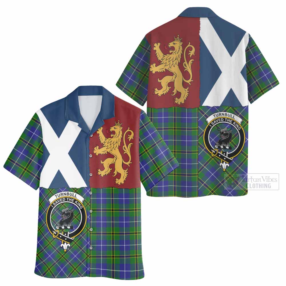 Turnbull Crest Tartan Hawaiian Shirt with Lion Rampant Saltire Style