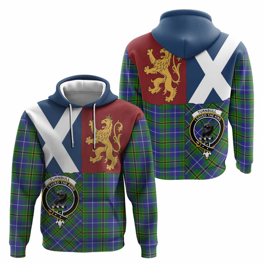 Turnbull Crest Tartan Hoodie with Lion Rampant Saltire Style