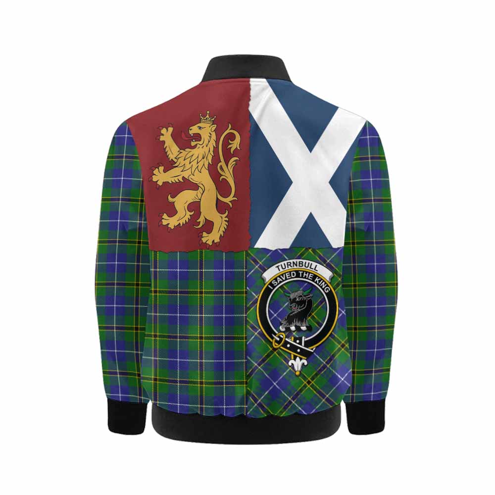 Turnbull Crest Tartan Kid Bomber Jacket with Lion Rampant Saltire Style - Tartan Vibes Clothing