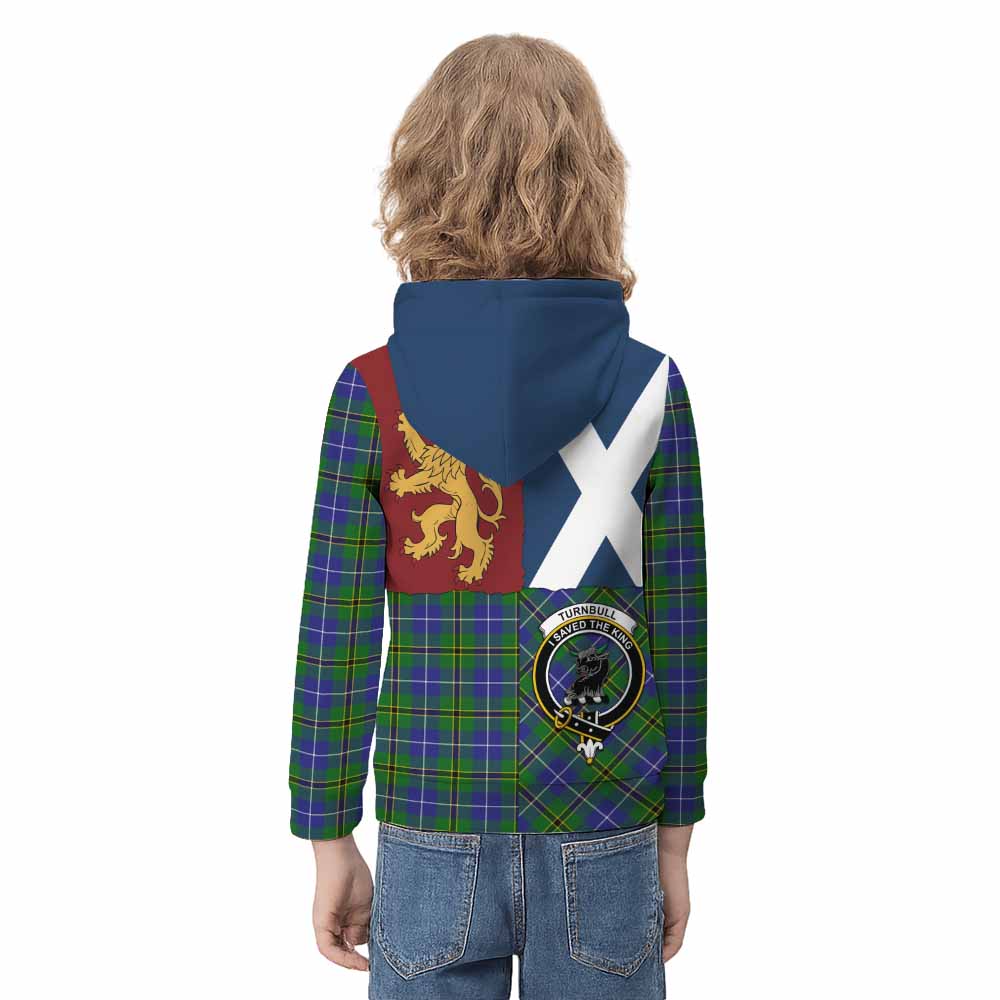Turnbull Crest Tartan Kid Hoodie with Lion Rampant Saltire Style - Tartan Vibes Clothing
