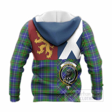 Turnbull Crest Tartan Knitted Hoodie with Lion Rampant Saltire Style