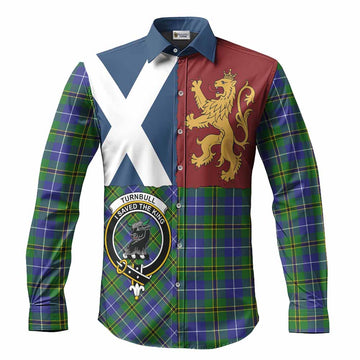 Turnbull Crest Tartan Long Sleeve Button Shirts with Lion Rampant Saltire Style