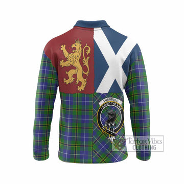 Turnbull Crest Tartan Long Sleeve Polo Shirt with Lion Rampant Saltire Style