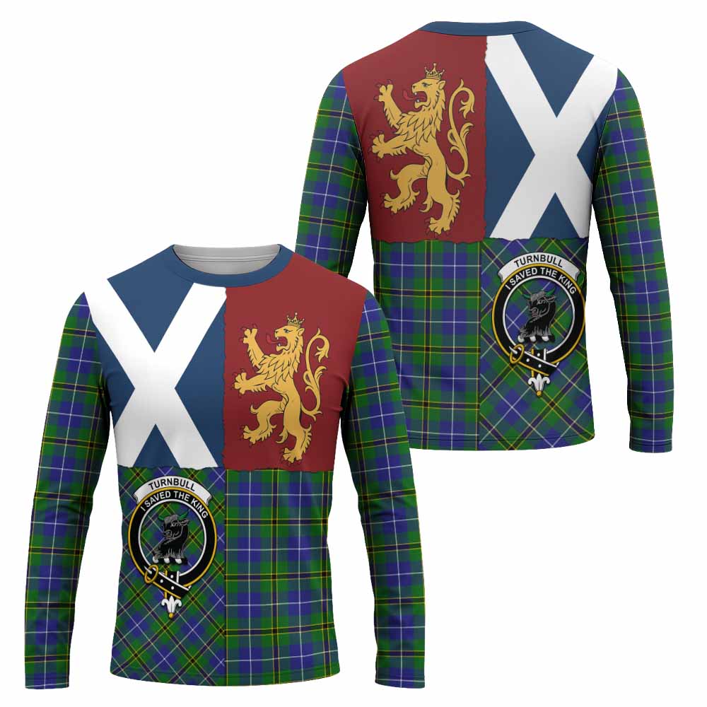Turnbull Crest Tartan Long Sleeve T-Shirt with Lion Rampant Saltire Style