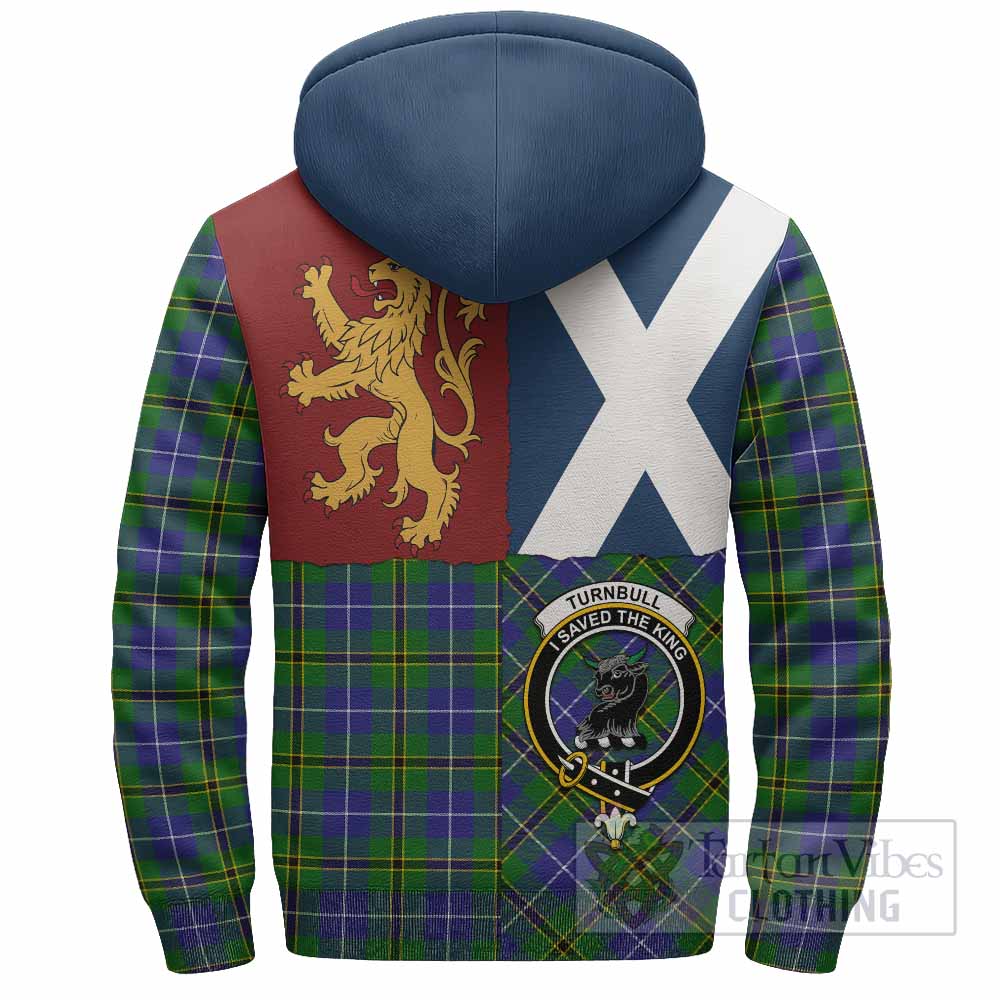 Turnbull Crest Tartan Sherpa Hoodie with Lion Rampant Saltire Style
