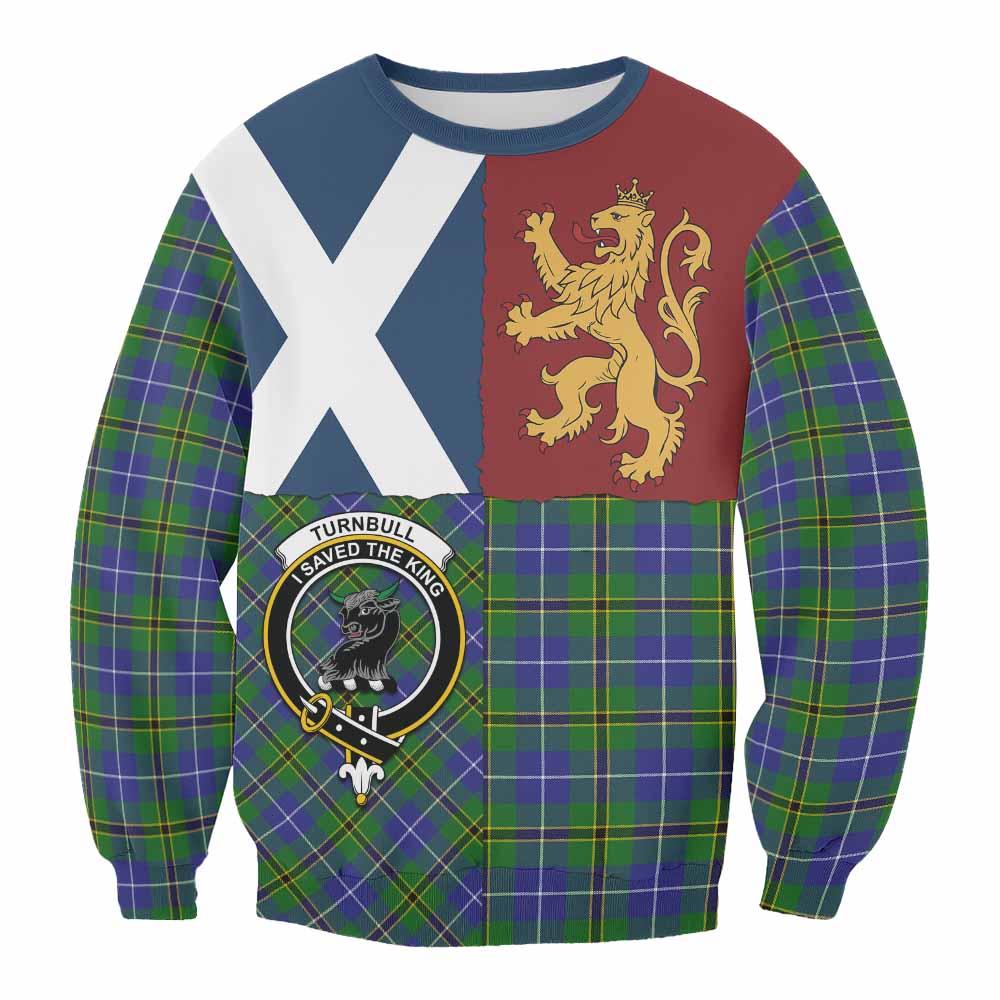 Turnbull Crest Tartan Sweatshirt with Lion Rampant Saltire Style