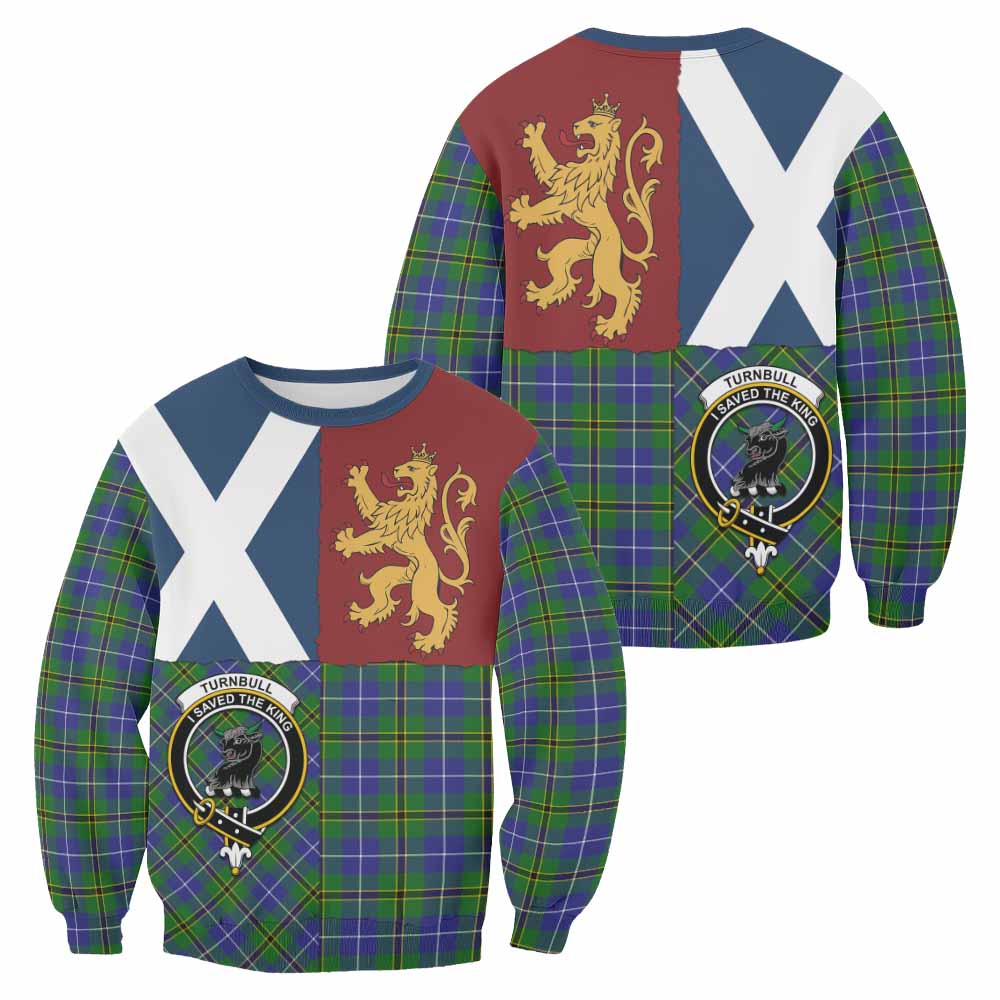 Turnbull Crest Tartan Sweatshirt with Lion Rampant Saltire Style