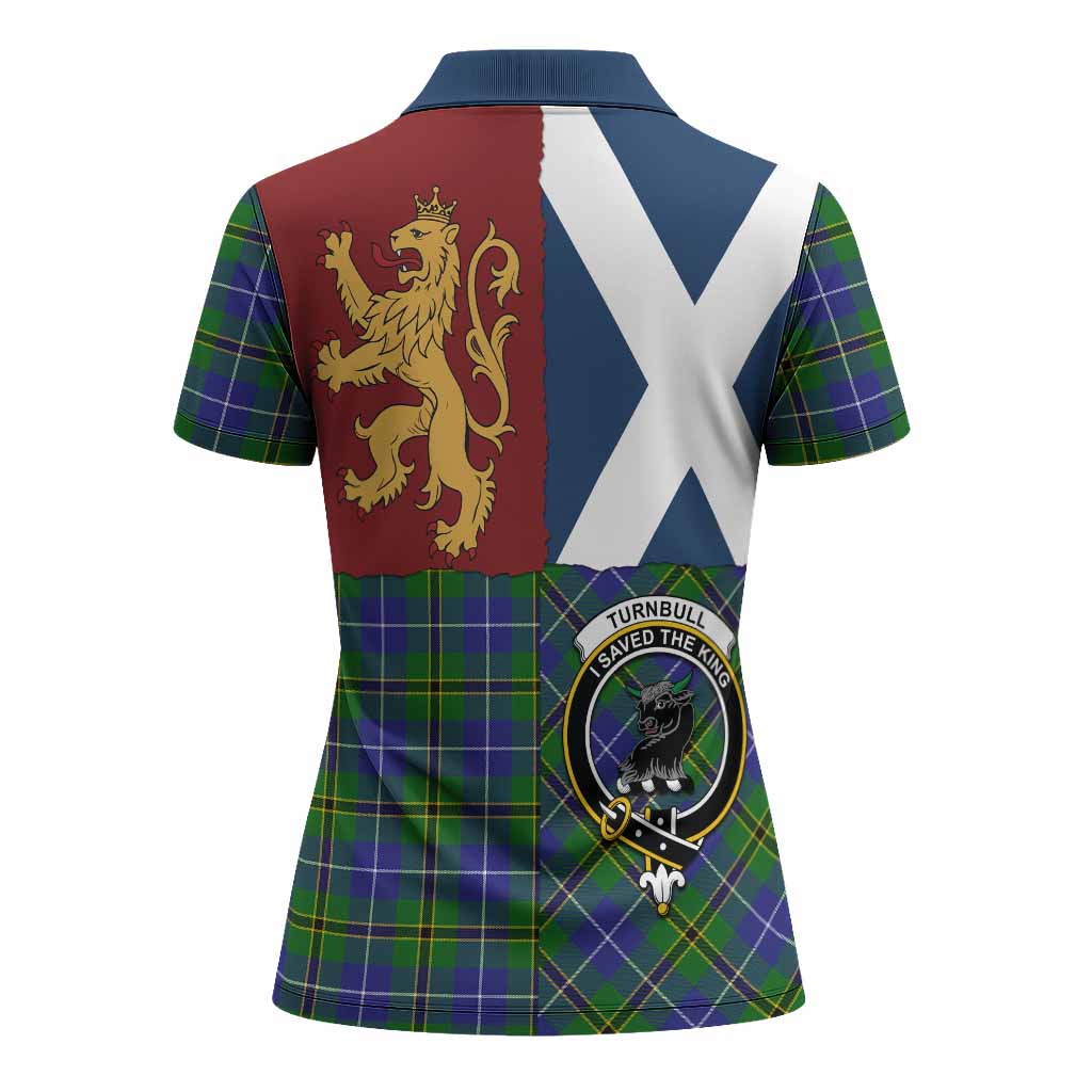 Turnbull Crest Tartan Women Polo Shirt with Lion Rampant Saltire Style