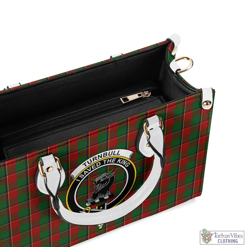 Tartan Vibes Clothing Turnbull Dress Tartan Luxury Leather Handbags with Family Crest