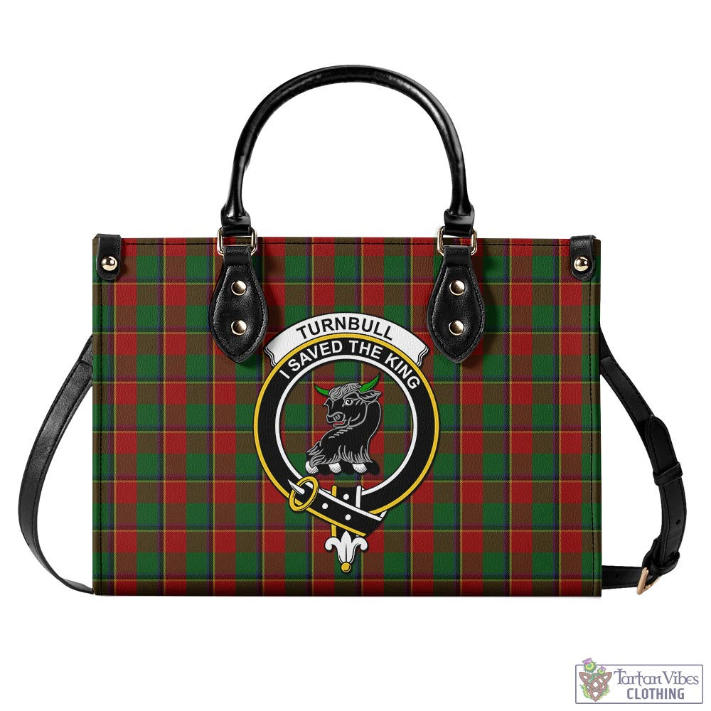 Tartan Vibes Clothing Turnbull Dress Tartan Luxury Leather Handbags with Family Crest