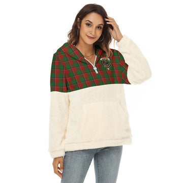 Turnbull Tartan Women's Borg Fleece Hoodie With Half Zip with Family Crest Female - Tartan Vibes Clothing