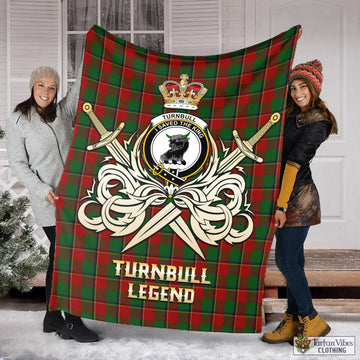 Turnbull Dress Tartan Blanket with Clan Crest and the Golden Sword of Courageous Legacy