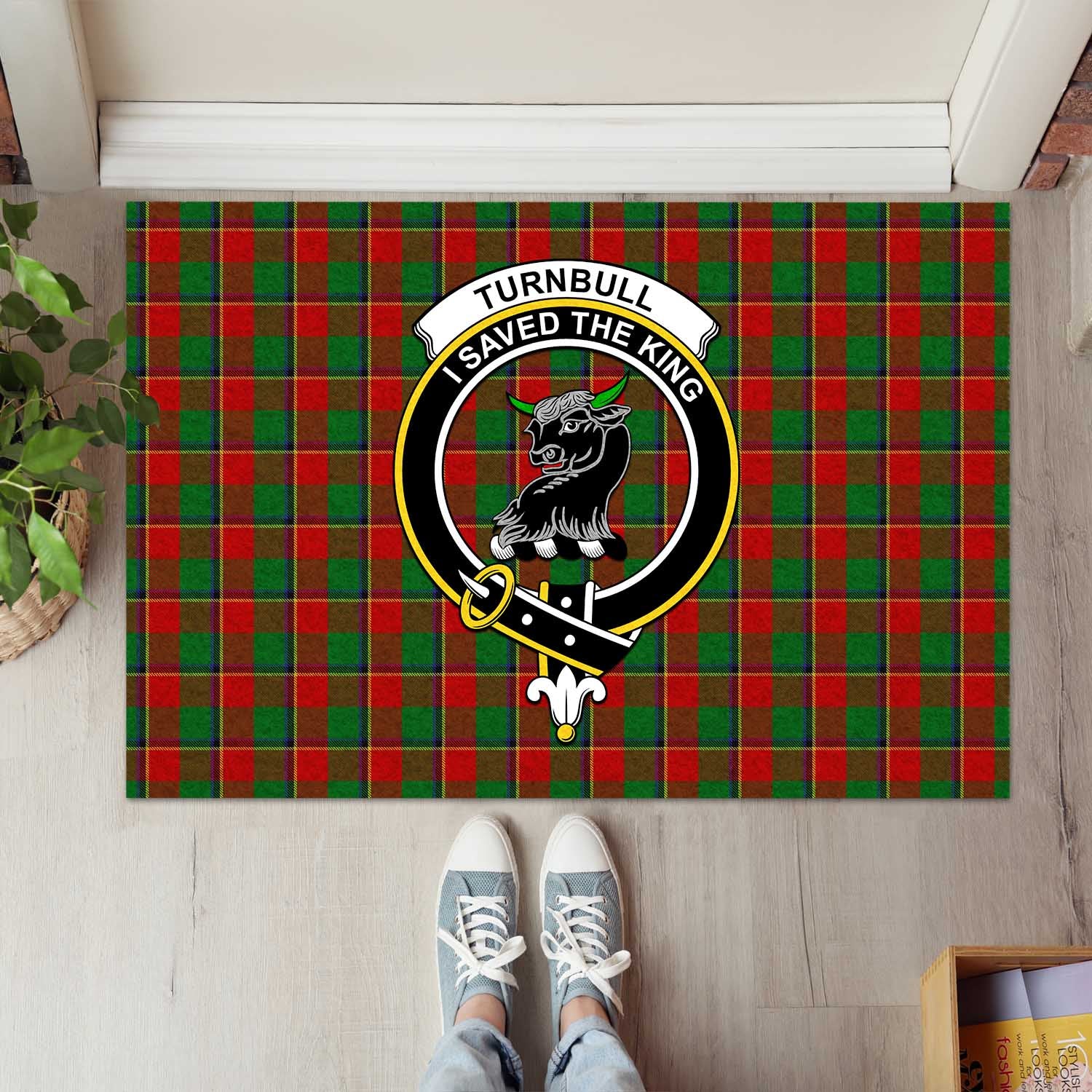 Turnbull Dress Tartan Door Mat with Family Crest - Tartanvibesclothing Shop