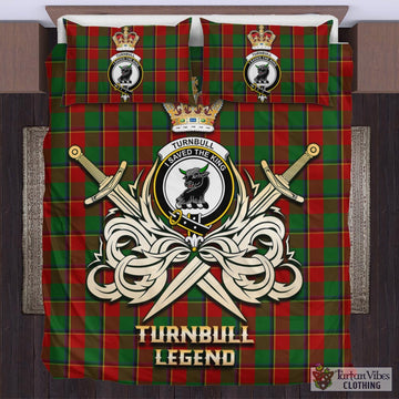 Turnbull Dress Tartan Bedding Set with Clan Crest and the Golden Sword of Courageous Legacy