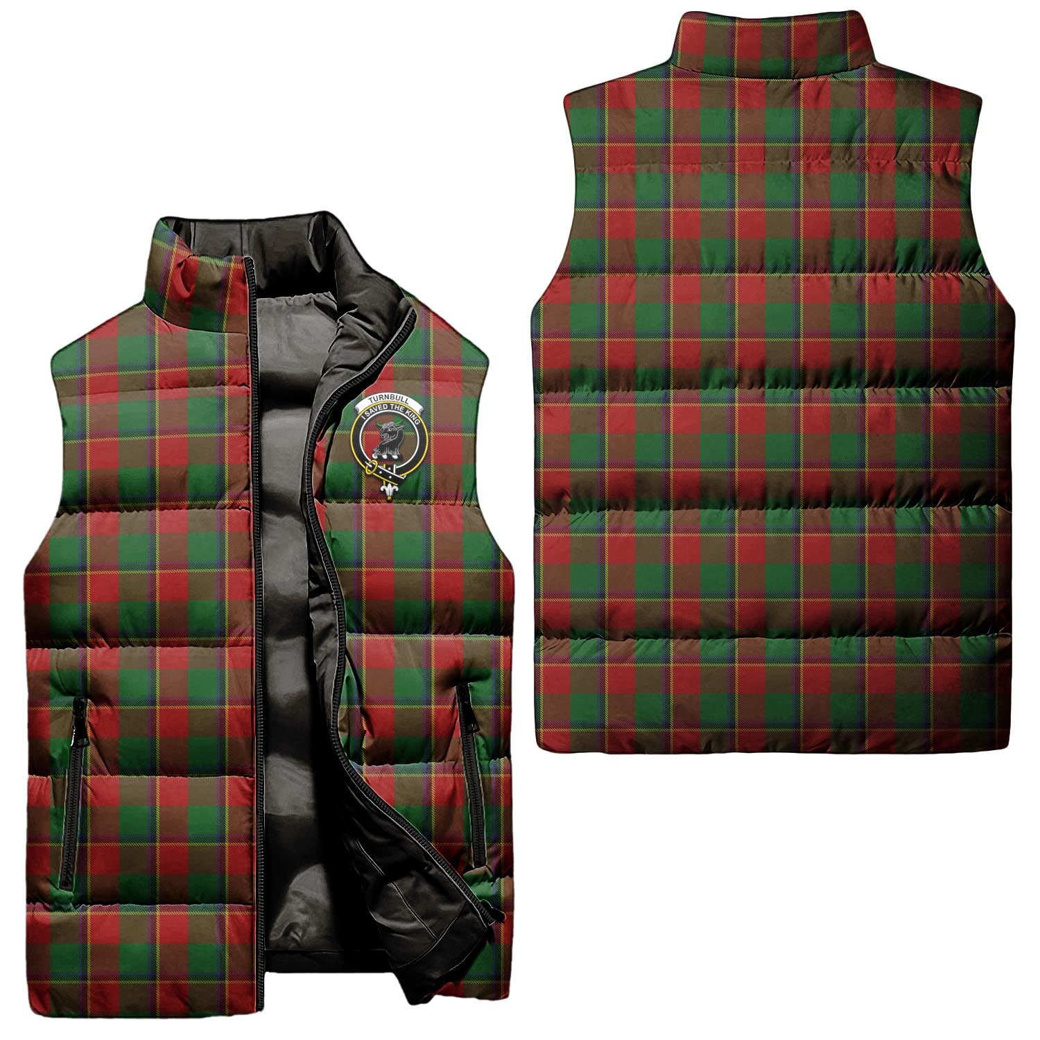 Turnbull Dress Tartan Sleeveless Puffer Jacket with Family Crest Unisex - Tartanvibesclothing