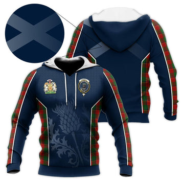 Turnbull Dress Tartan Knitted Hoodie with Family Crest and Scottish Thistle Vibes Sport Style
