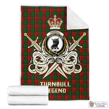 Turnbull Tartan Blanket with Clan Crest and the Golden Sword of Courageous Legacy
