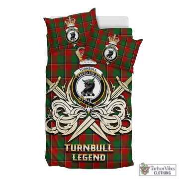 Turnbull Dress Tartan Bedding Set with Clan Crest and the Golden Sword of Courageous Legacy