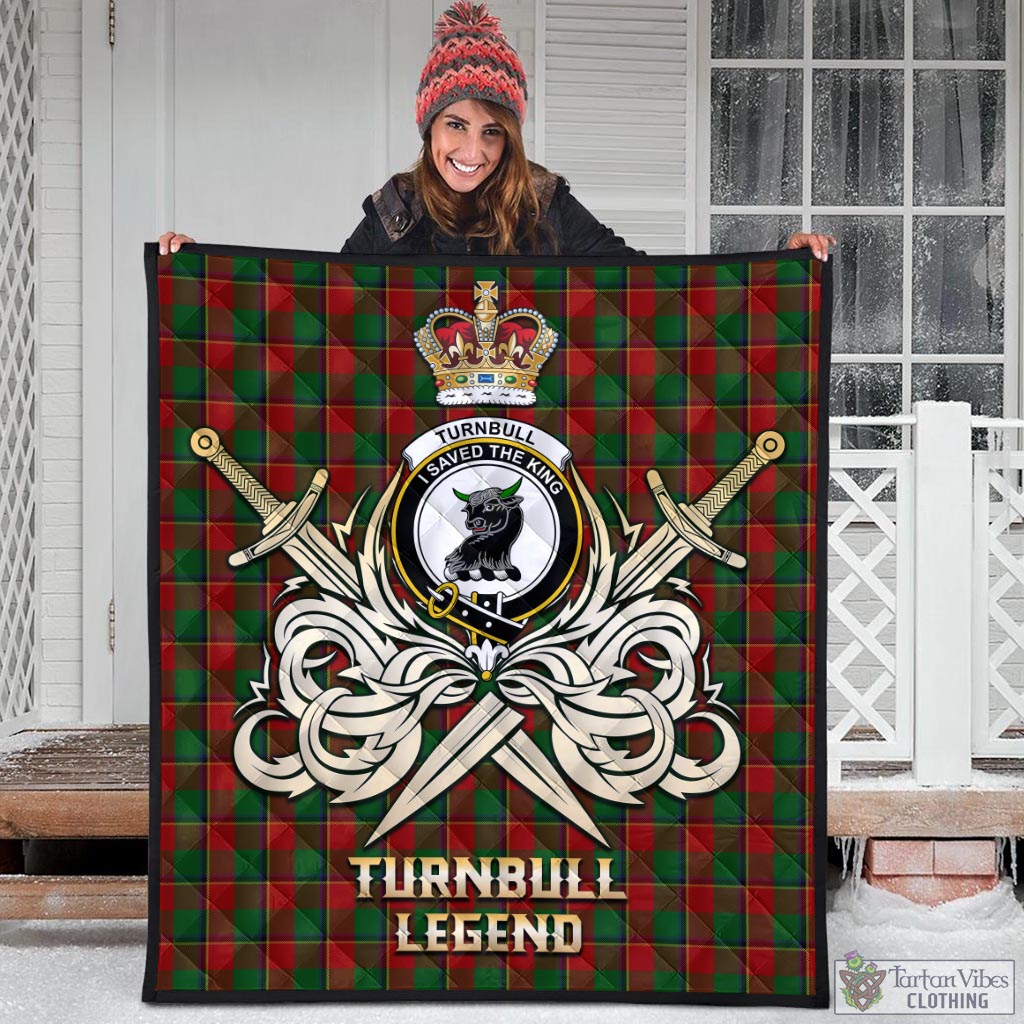 Tartan Vibes Clothing Turnbull Dress Tartan Quilt with Clan Crest and the Golden Sword of Courageous Legacy
