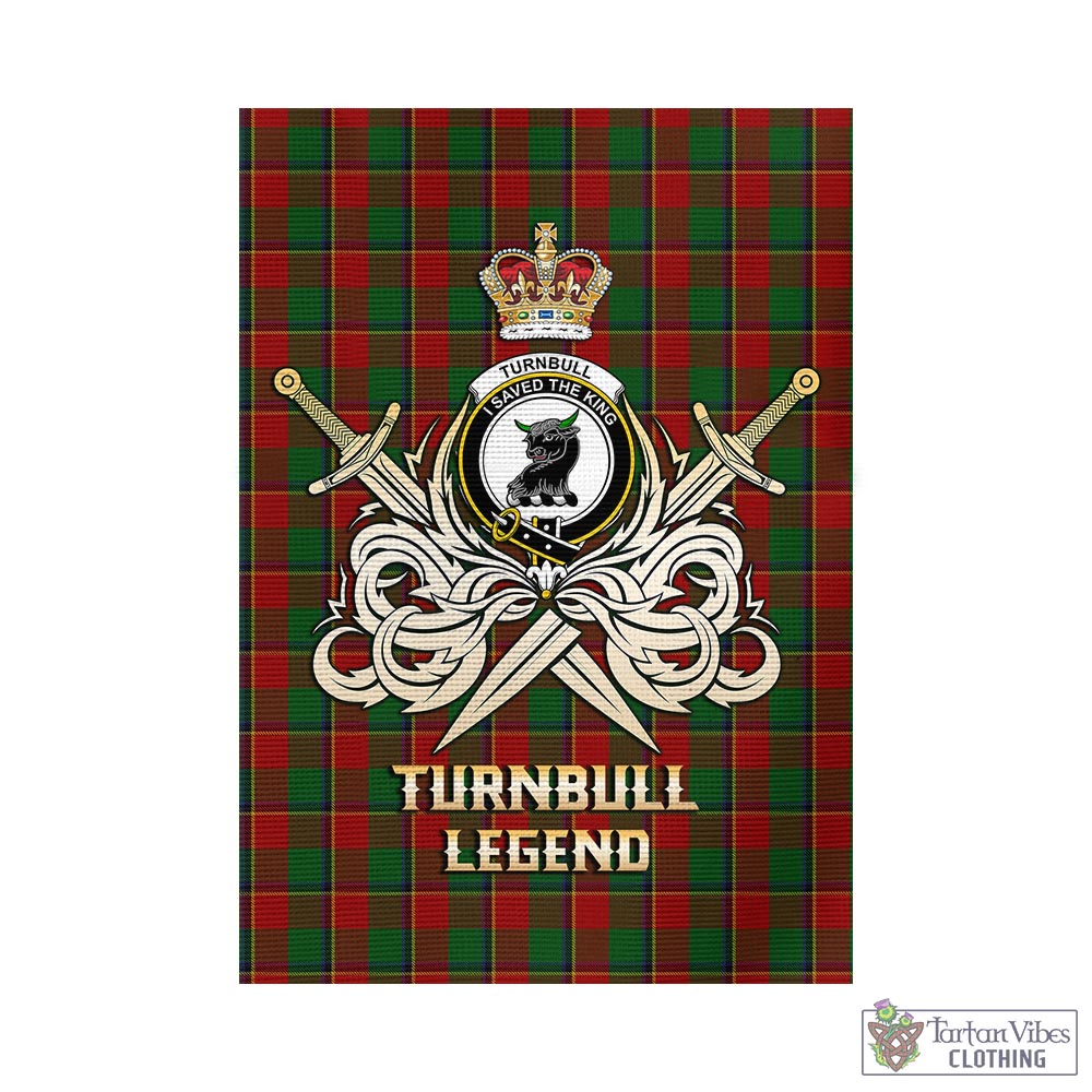 Tartan Vibes Clothing Turnbull Dress Tartan Flag with Clan Crest and the Golden Sword of Courageous Legacy