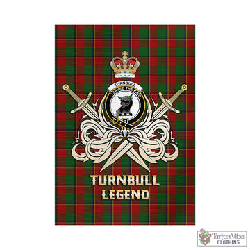 Turnbull Tartan Garden Flag with Clan Crest and the Golden Sword of Courageous Legacy