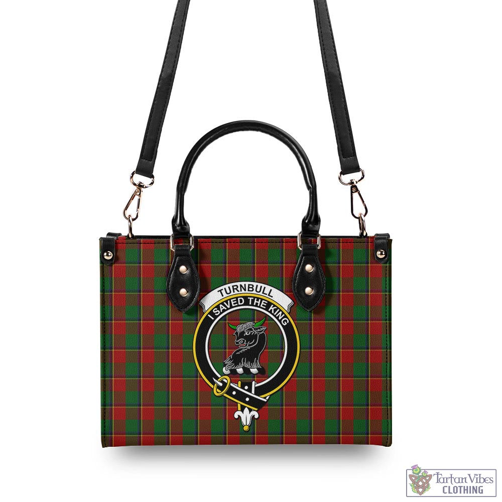 Tartan Vibes Clothing Turnbull Dress Tartan Luxury Leather Handbags with Family Crest