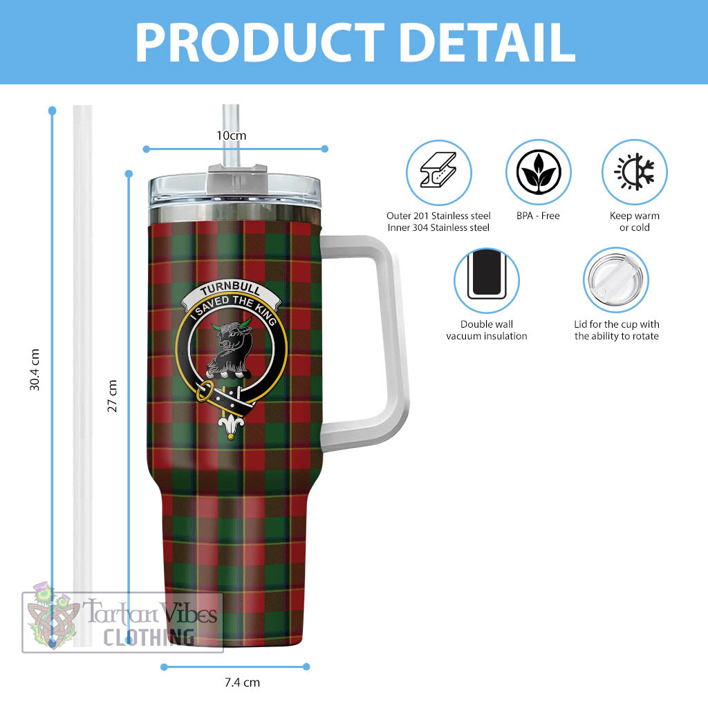 Tartan Vibes Clothing Turnbull Dress Tartan and Family Crest Tumbler with Handle