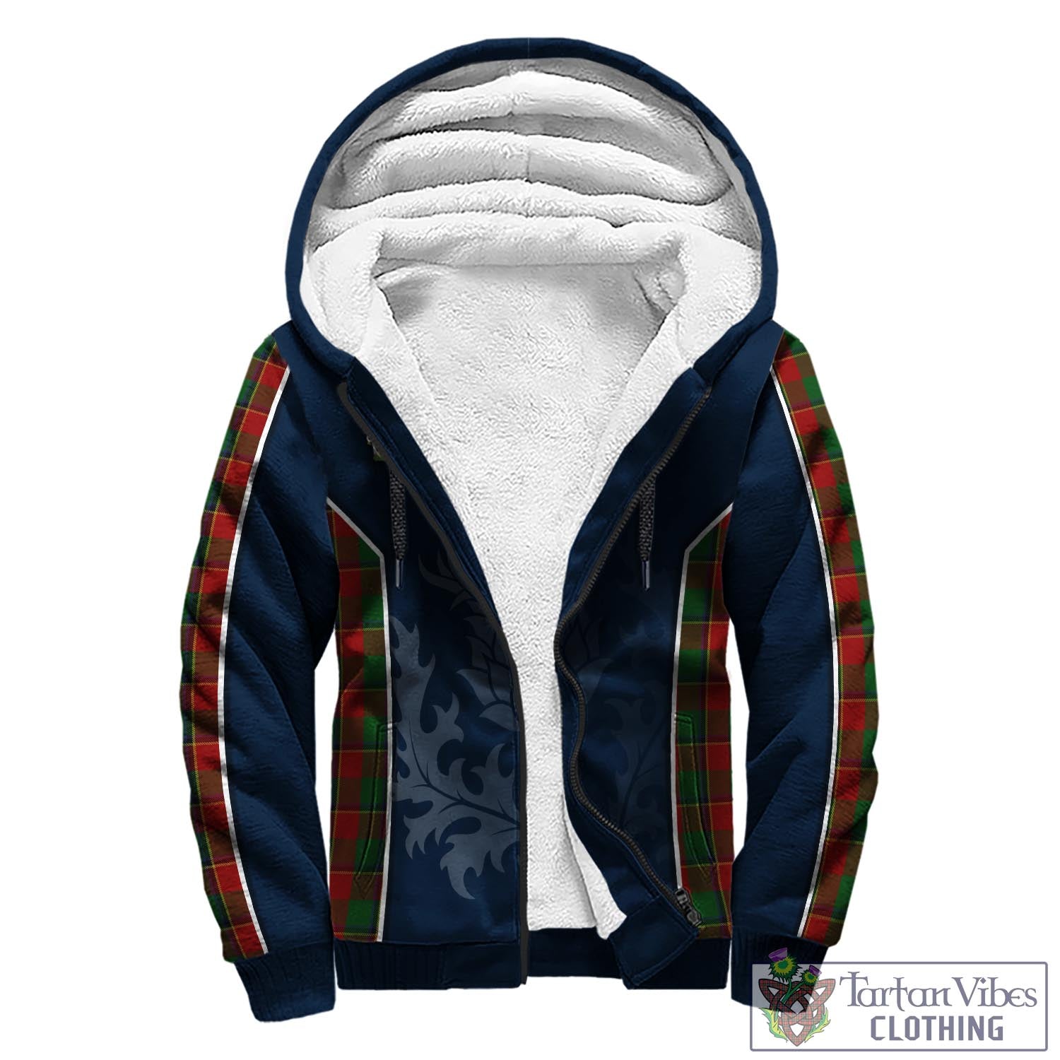 Tartan Vibes Clothing Turnbull Dress Tartan Sherpa Hoodie with Family Crest and Scottish Thistle Vibes Sport Style