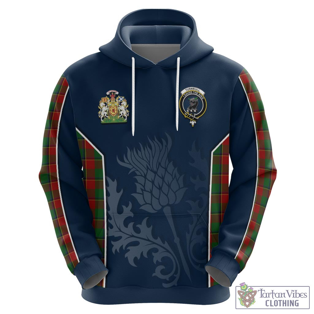 Tartan Vibes Clothing Turnbull Dress Tartan Hoodie with Family Crest and Scottish Thistle Vibes Sport Style
