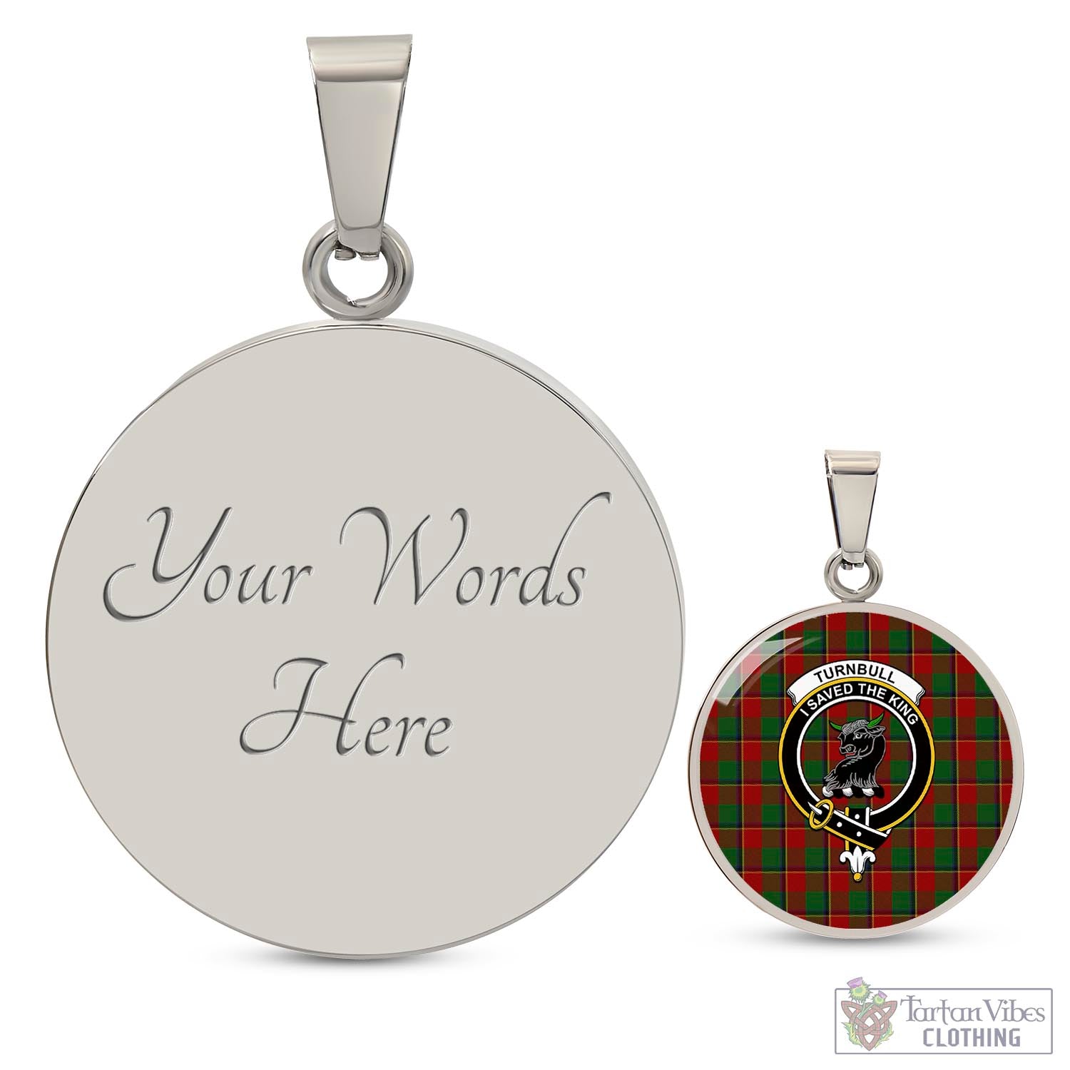 Tartan Vibes Clothing Turnbull Dress Tartan Circle Necklace with Family Crest