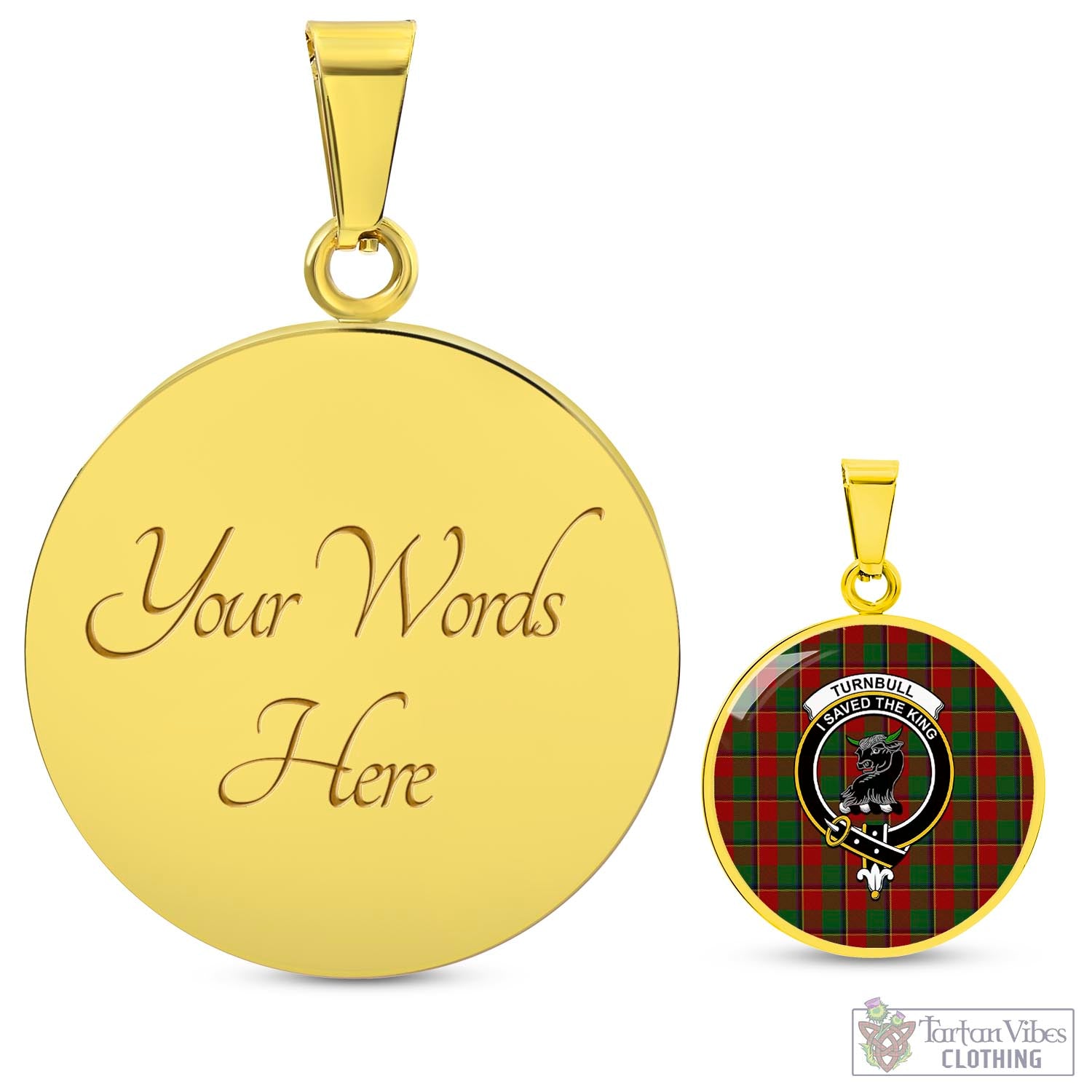 Tartan Vibes Clothing Turnbull Dress Tartan Circle Necklace with Family Crest