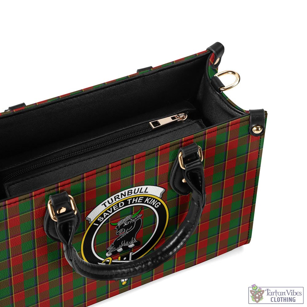 Tartan Vibes Clothing Turnbull Dress Tartan Luxury Leather Handbags with Family Crest