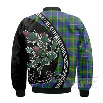 Turnbull Family Crest Tartan Bomber Jacket Alba Thistle Inspired - Tartan Vibes Clothing