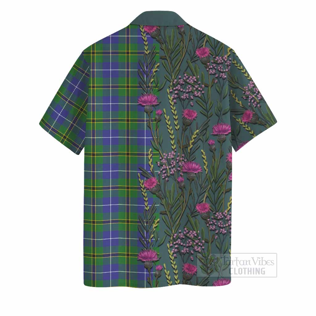 Turnbull Family Crest Tartan Hawaiian Shirt Scottish Thistle Flower Pattern Half Style - Tartan Vibes Clothing