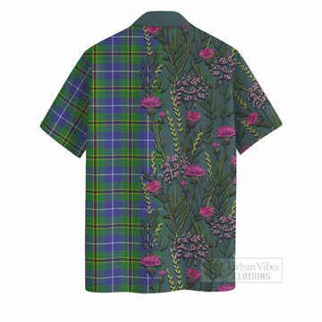Turnbull Family Crest Tartan Hawaiian Shirt Scottish Thistle Flower Pattern Half Style - Tartan Vibes Clothing