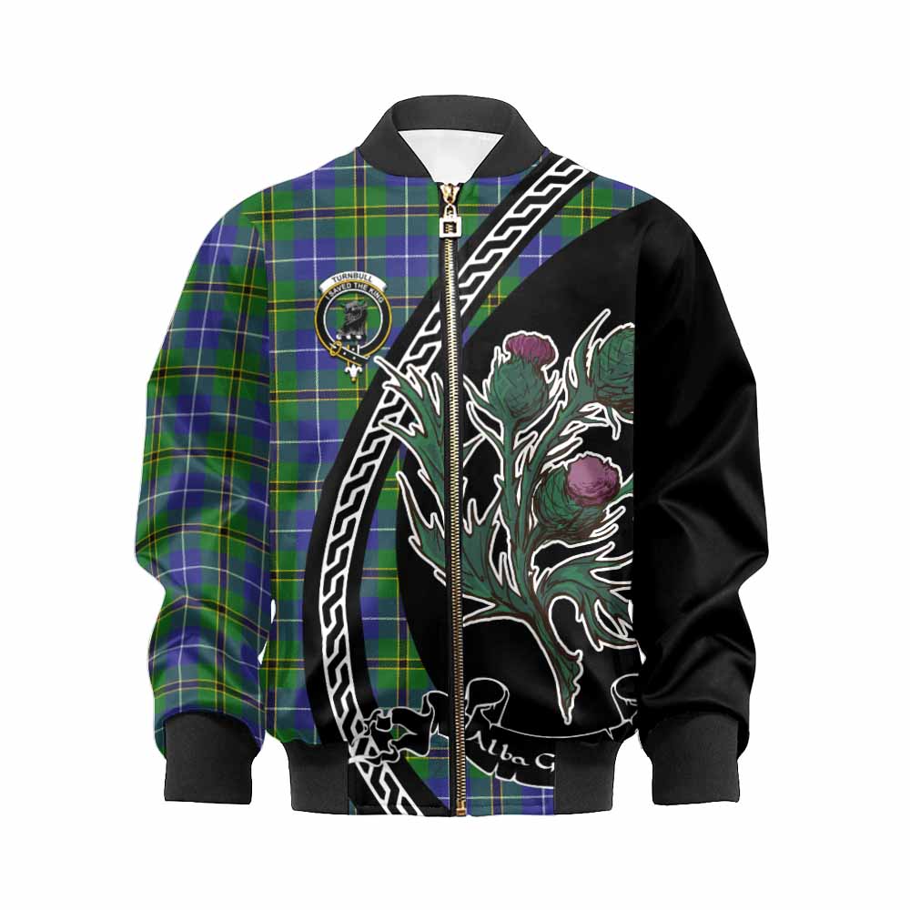 Turnbull Family Crest Tartan Kid Bomber Jacket Alba Thistle Inspired - Tartan Vibes Clothing