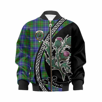 Turnbull Family Crest Tartan Kid Bomber Jacket Alba Thistle Inspired - Tartan Vibes Clothing