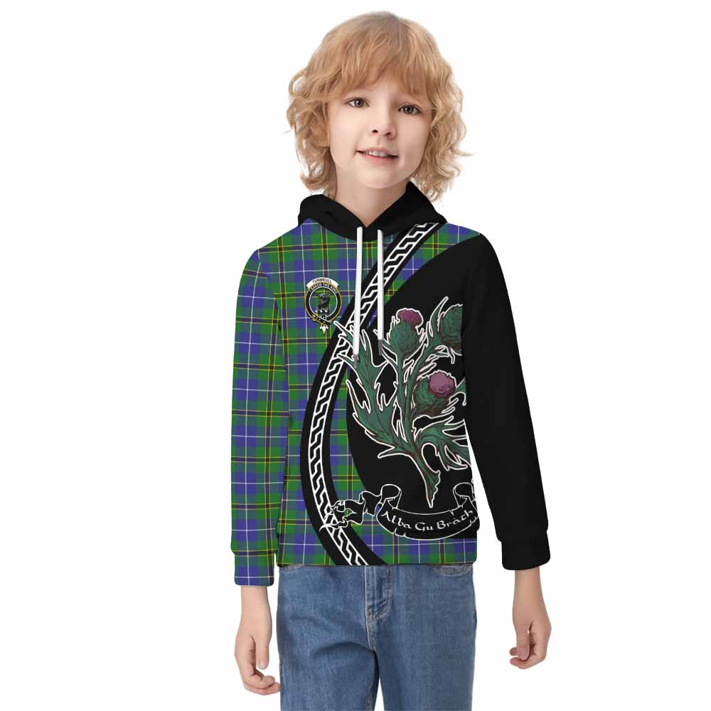 Turnbull Family Crest Tartan Kid Hoodie Alba Thistle Inspired - Tartan Vibes Clothing