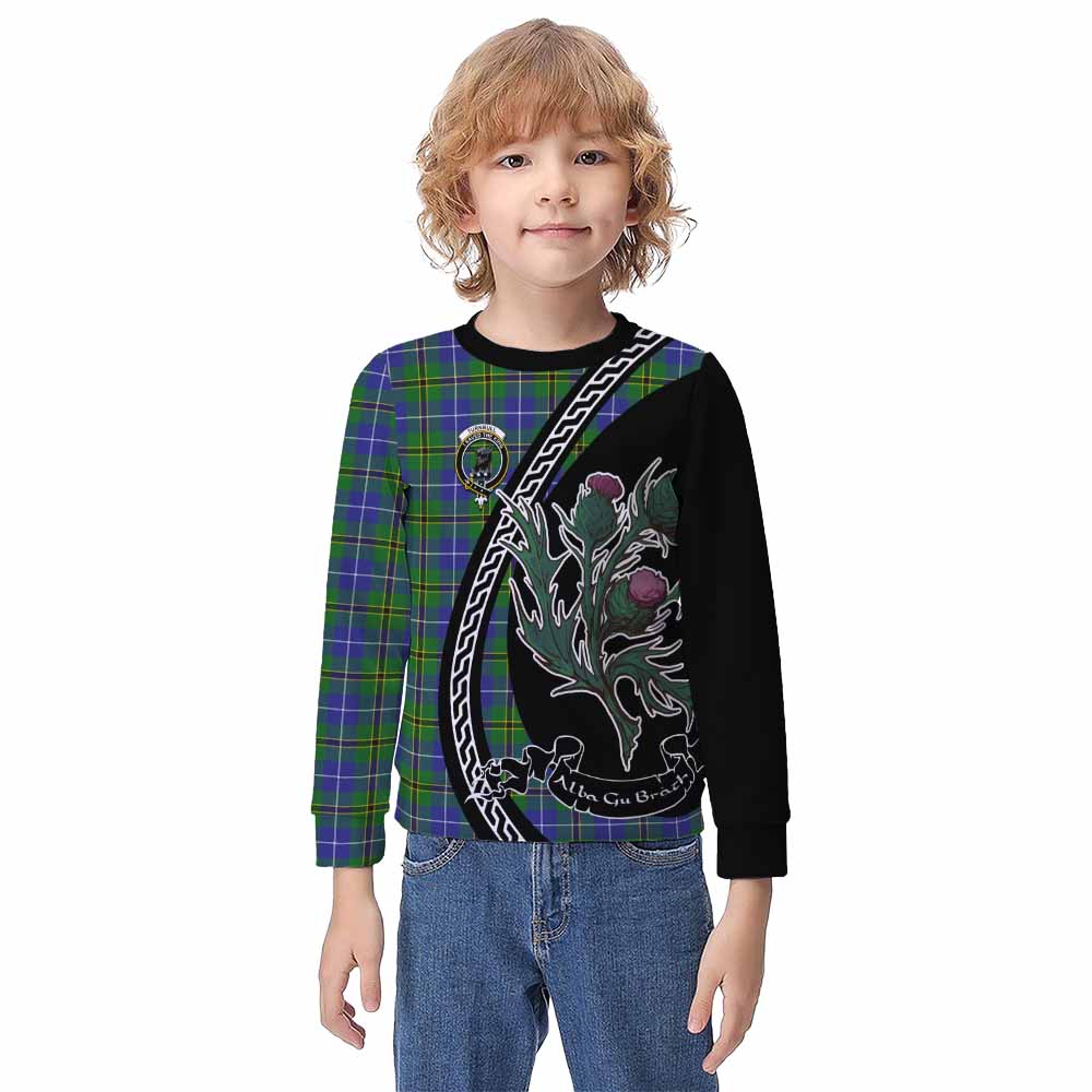 Turnbull Family Crest Tartan Kid Knitted Sweatshirt Alba Thistle Inspired - Tartan Vibes Clothing